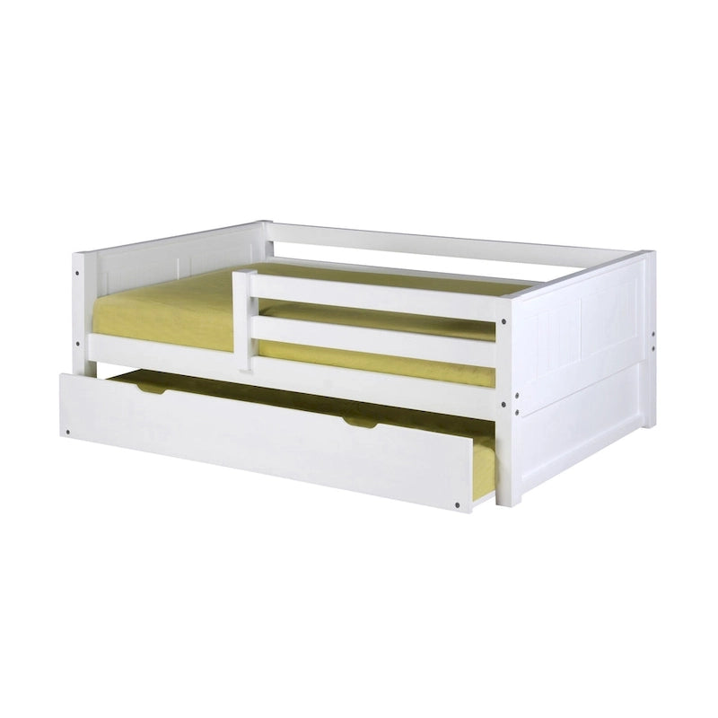 Divano letto singolo con sponde, stile pannello bianco/cappuccino, 1 persona