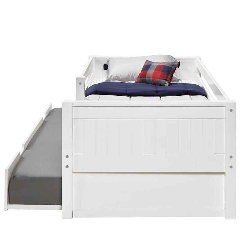 Divano letto singolo con sponde, stile pannello bianco/cappuccino, 1 persona