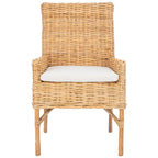 Poltrona con cuscino in rattan costiero sbiancato bianco/naturale e grigio, monoposto