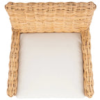 Poltrona con cuscino in rattan costiero sbiancato bianco/naturale e grigio, monoposto