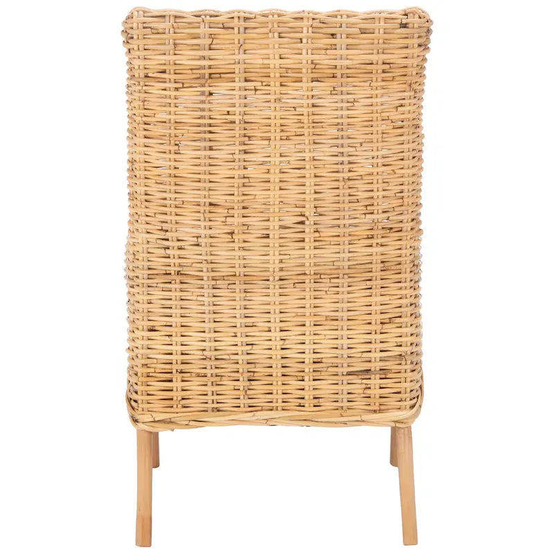 Poltrona con cuscino in rattan costiero sbiancato bianco/naturale e grigio, monoposto