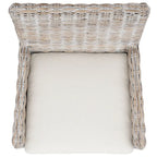 Poltrona con cuscino in rattan costiero sbiancato bianco/naturale e grigio, monoposto