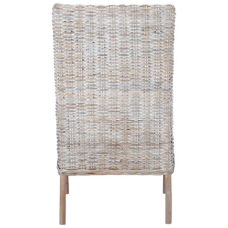 Poltrona con cuscino in rattan costiero sbiancato bianco/naturale e grigio, monoposto
