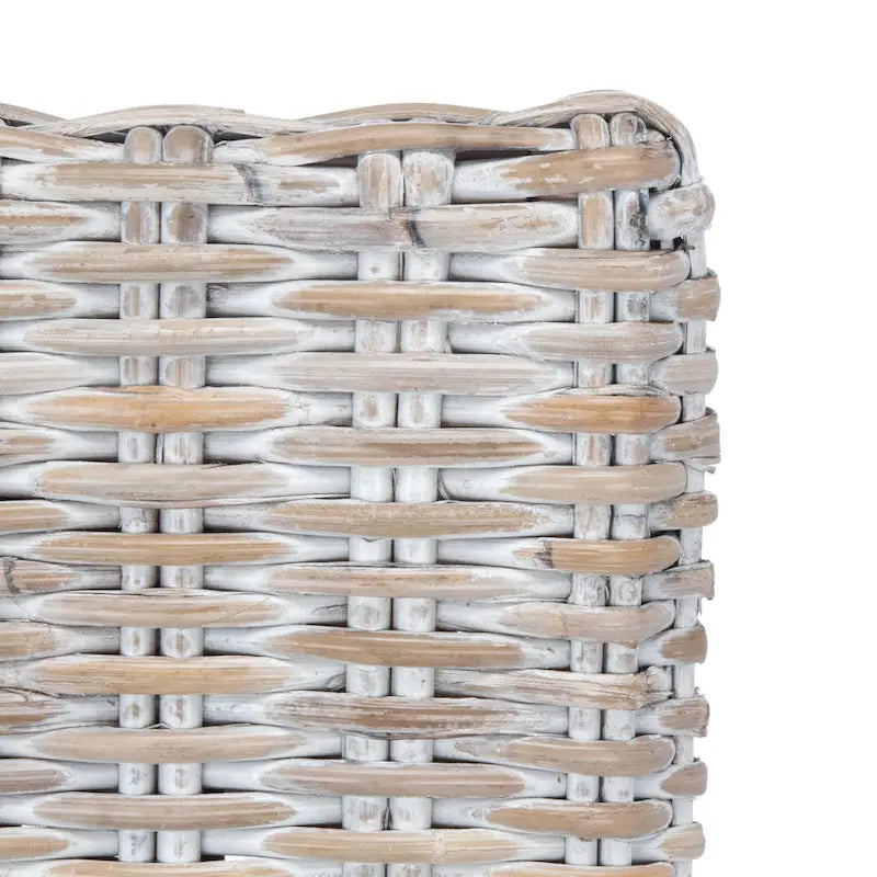 Poltrona con cuscino in rattan costiero sbiancato bianco/naturale e grigio, monoposto