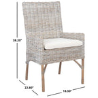 Poltrona con cuscino in rattan costiero sbiancato bianco/naturale e grigio, monoposto
