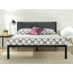 Struttura letto king-size nera con testiera imbottita, doghe in legno, 1 persona