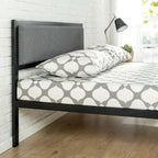 Struttura letto king-size nera con testiera imbottita, doghe in legno, 1 persona