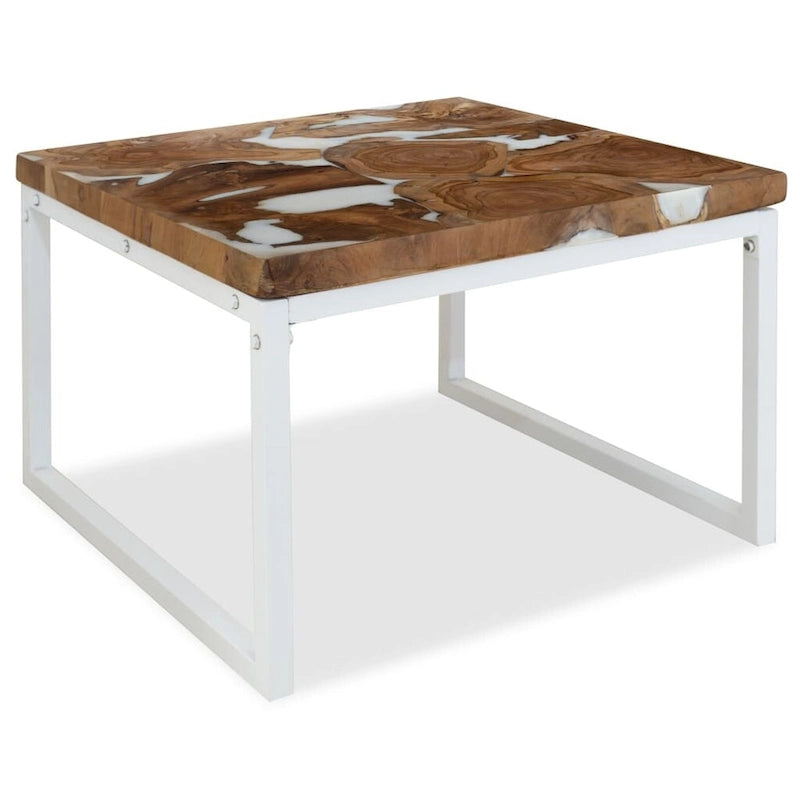 vidaXL Coffee Table End Table Side Table Living Room Furniture Teak Resin - 23.6  x 23.6  x 15.7  (L x W x H)