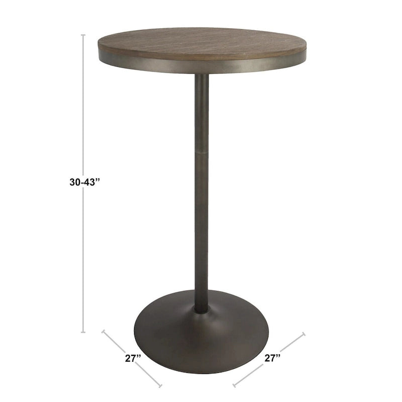 Tavolo da bar / dinette rotondo regolabile Marrone e Nero, 2 posti