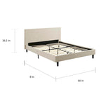 Letto a piattaforma Queen imbottito in lino – Bianco / Verde acqua / Beige, 2 posti letto