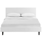 Letto a piattaforma Queen imbottito in lino – Bianco / Verde acqua / Beige, 2 posti letto