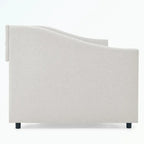 Divano letto trapuntato grigio/beige con 2 cassetti, matrimoniale, 1 persona