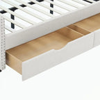 Divano letto trapuntato grigio/beige con 2 cassetti, matrimoniale, 1 persona