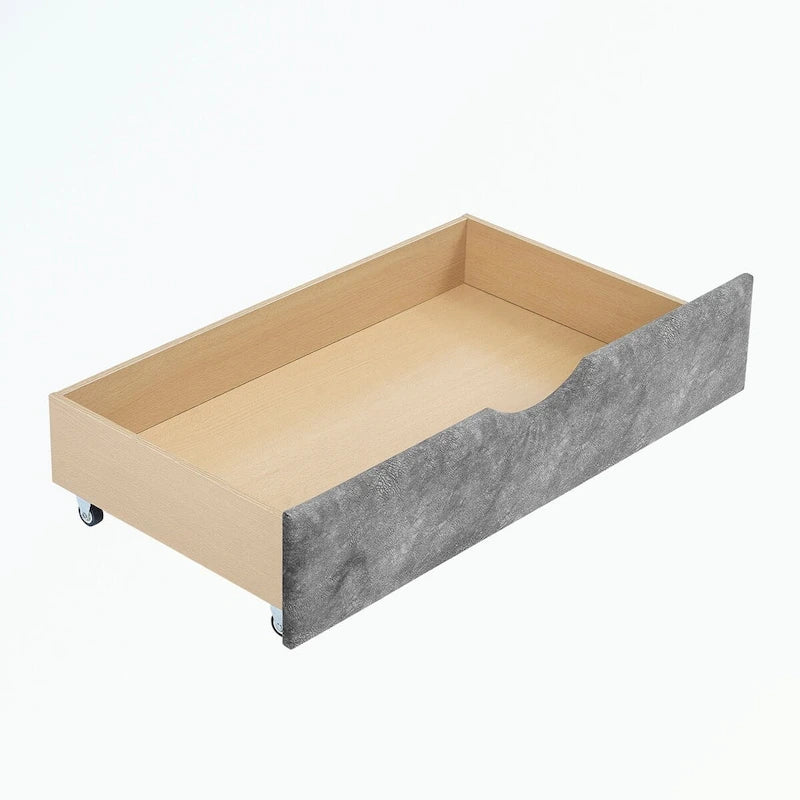 Divano letto trapuntato grigio/beige con 2 cassetti, matrimoniale, 1 persona