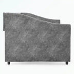 Divano letto trapuntato grigio/beige con 2 cassetti, matrimoniale, 1 persona