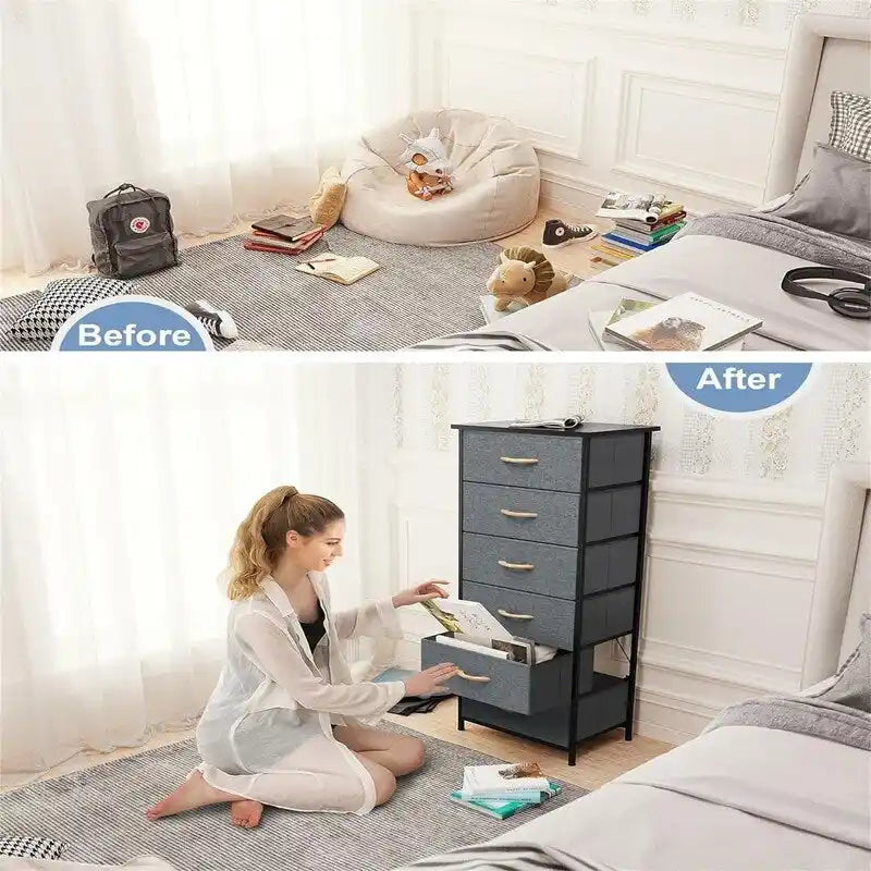 Torre portaoggetti verticale a 6 cassetti Marrone / Nero / Grigio, Uso monoposto