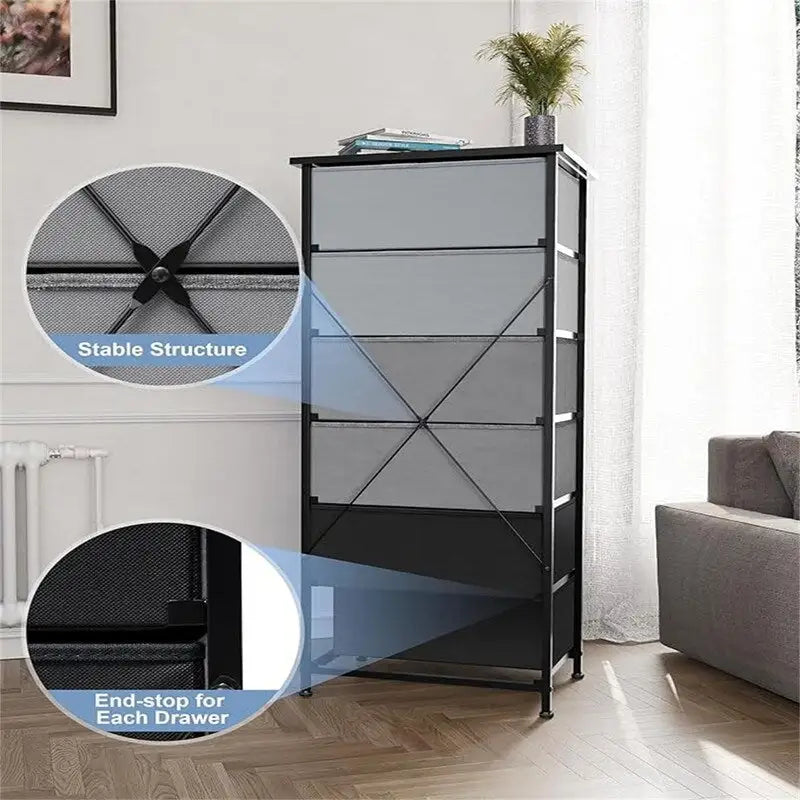 Torre portaoggetti verticale a 6 cassetti Marrone / Nero / Grigio, Uso monoposto
