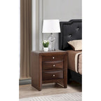 Comodino a 3 cassetti Cappuccino/Grigio/Ciliegio/Champagne Argento/Nero, Pomello in Metallo, Singolo