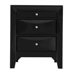 Comodino a 3 cassetti Cappuccino/Grigio/Ciliegio/Champagne Argento/Nero, Pomello in Metallo, Singolo