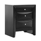 Comodino a 3 cassetti Cappuccino/Grigio/Ciliegio/Champagne Argento/Nero, Pomello in Metallo, Singolo