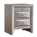Comodino a 3 cassetti Cappuccino/Grigio/Ciliegio/Champagne Argento/Nero, Pomello in Metallo, Singolo