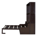 Letto a scomparsa matrimoniale/queen, bianco/grigio/espresso, con cuscino per sedia, 1 posto letto