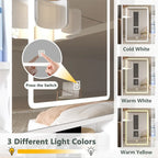 Scrivania bianca da trucco con specchio LED, 4 cassetti e armadietto, 1 persona