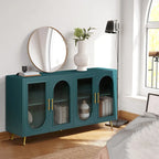 Credenza blu navy a 4 ante in vetro smerigliato con ripiani regolabili