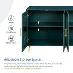 Credenza blu navy a 4 ante in vetro smerigliato con ripiani regolabili
