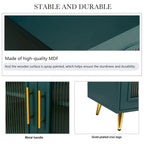 Credenza blu navy a 4 ante in vetro smerigliato con ripiani regolabili