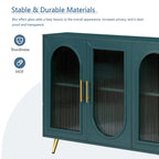 Credenza blu navy a 4 ante in vetro smerigliato con ripiani regolabili
