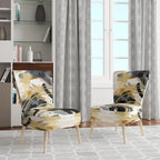 Poltrona singola imbottita con fantasia astratta oro blu nero