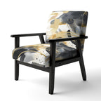 Poltrona singola imbottita con fantasia astratta oro blu nero