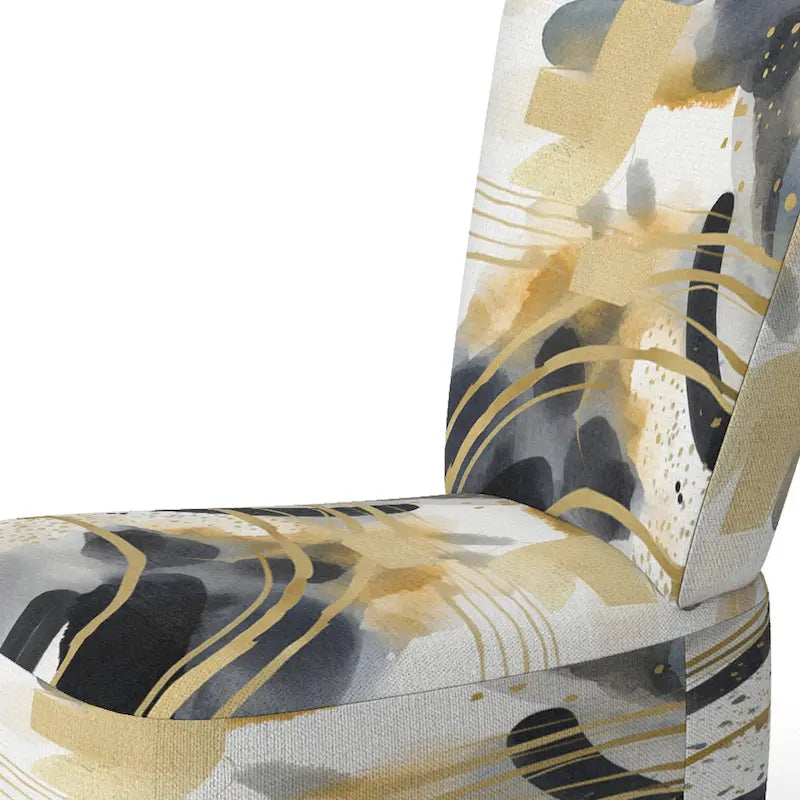 Poltrona singola imbottita con fantasia astratta oro blu nero