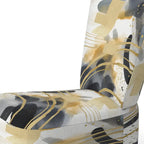 Poltrona singola imbottita con fantasia astratta oro blu nero