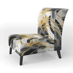 Poltrona singola imbottita con fantasia astratta oro blu nero