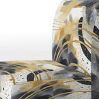 Poltrona singola imbottita con fantasia astratta oro blu nero