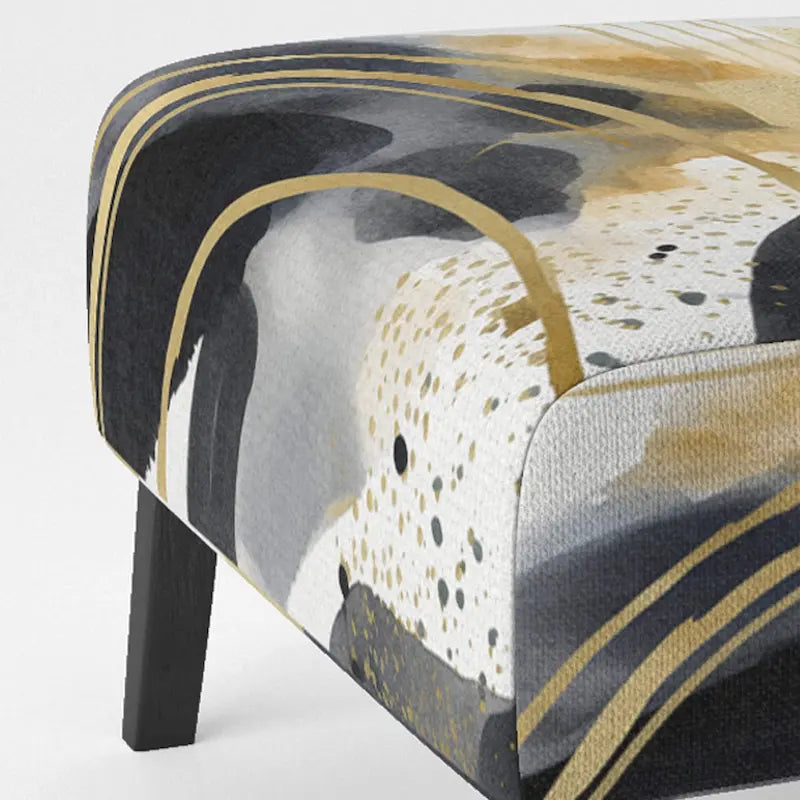 Poltrona singola imbottita con fantasia astratta oro blu nero