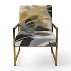 Poltrona singola imbottita con fantasia astratta oro blu nero