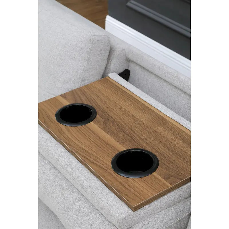 Divano sezionale a L bianco/beige, angolare sinistro, con penisola e pouf, 3-4 posti