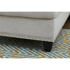 Divano sezionale a L bianco/beige, angolare sinistro, con penisola e pouf, 3-4 posti