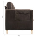 Divano a 3 posti in tessuto marrone con gambe in legno