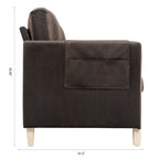 Divano a 3 posti in tessuto marrone con gambe in legno