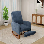 Poltrona a dondolo in tessuto bouclé con poggiapiedi, singola – Antracite / Caramello / Grigio chiaro / Blu navy / Avorio / Verde