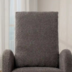 Poltrona a dondolo in tessuto bouclé con poggiapiedi, singola – Antracite / Caramello / Grigio chiaro / Blu navy / Avorio / Verde