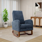 Poltrona a dondolo in tessuto bouclé con poggiapiedi, singola – Antracite / Caramello / Grigio chiaro / Blu navy / Avorio / Verde