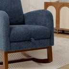 Poltrona a dondolo in tessuto bouclé con poggiapiedi, singola – Antracite / Caramello / Grigio chiaro / Blu navy / Avorio / Verde