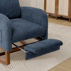 Poltrona a dondolo in tessuto bouclé con poggiapiedi, singola – Antracite / Caramello / Grigio chiaro / Blu navy / Avorio / Verde