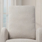 Poltrona a dondolo in tessuto bouclé con poggiapiedi, singola – Antracite / Caramello / Grigio chiaro / Blu navy / Avorio / Verde