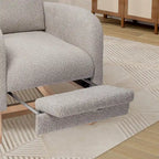 Poltrona a dondolo in tessuto bouclé con poggiapiedi, singola – Antracite / Caramello / Grigio chiaro / Blu navy / Avorio / Verde